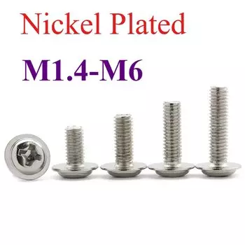 Никелированная шайба с крестообразной головкой из углеродистой стали M1.4 M1.7 M2 M2.5 M3 M3.5 M4 M5 M6 Компьютерный винт Шайба Фланцевый болт