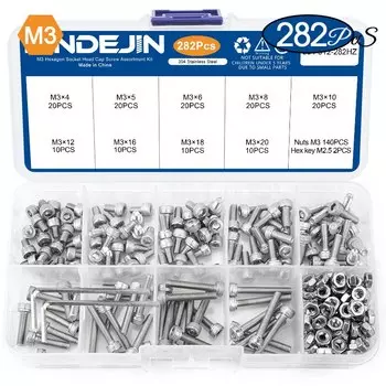 NINDEJIN Комплект винтов из нержавеющей стали M2-M6