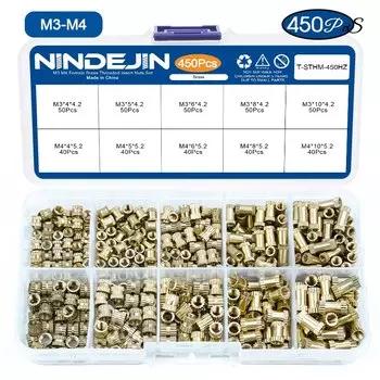 NINDEJIN набор латунных вставных гаек