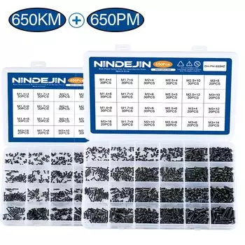 NINDEJIN набор винтов для ноутбука M1.4-M3 из углеродистой стали 650 шт.
