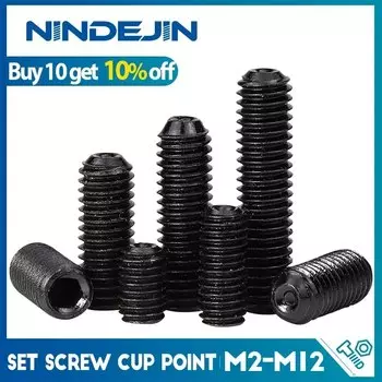 NINDEJIN Винты шестигранные без головки из углеродистой стали M2-M12