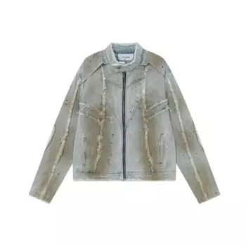 Нишевая дизайнерская стильная Осенняя мужская одежда американская Уличная мода Джинсовая куртка пальто