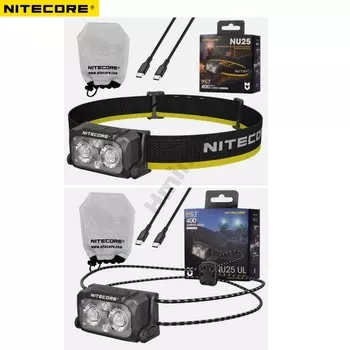 NITECORE NU25 MCT UL Перезаряжаемый налобный фонарь 400 люмен Сверхлегкий налобный фонарь Встроенный литий-ионный аккумулятор емкостью 700 мАч