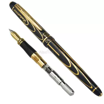 Noble Duke Pioneer 14K/8K перьевая ручка золотого цвета улучшенные хромированные золотые и черные линии тонкая точка 0,5 мм и Подарочная коробка подходит для коллекции