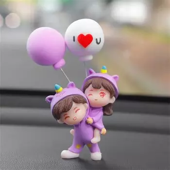 Ночное белье с единорогом, пара, украшение автомобиля, мультяшная фигурка, модель, авто, центральная консоль, украшения для приборной панели, аксессуары для салона автомобиля