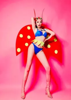 Ночной клуб, бар, сценическое шоу, танцевальная девушка, женские костюмы для косплея, индивидуальный костюм божьей коровки для вечеринки в джунглях