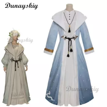 Ночнушка FF14 с полумесяцем и луной, костюм для косплея, белое милое платье, одежда для сна, Мужская нарядная одежда, костюм на Хэллоуин, униформа на заказ