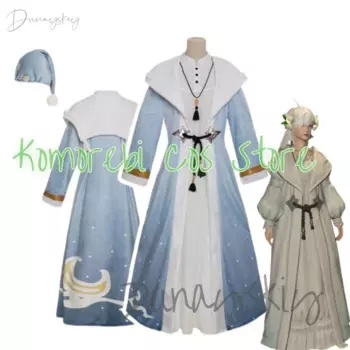 Ночнушка FF14 с полумесяцем и луной, костюм для косплея, белое милое платье, одежда для сна, Мужская нарядная одежда, костюм на Хэллоуин, униформа на заказ