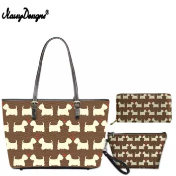 NOISYDESIGNS/женские сумки через плечо для офиса, Дамская большая сумка-тоут, комплект из 3 предметов, клатч и сумочка, Роскошная сумочка, женская дизайнерская сумка