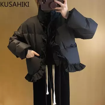 Nomikuma, Корейская короткая женская парка, осенне-зимняя Милая верхняя одежда, куртка, Повседневная Водолазка с длинным рукавом, пальто