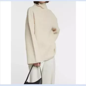 Nordic TT свободный женский осенне-зимний новый простой повседневный шерстяной вязаный свитер с высоким воротом