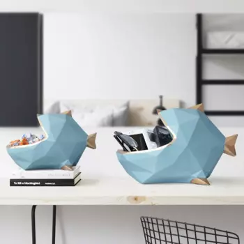 Нордическая 3D геометрическая многофункциональная коробка для хранения ключей с большим ртом рыбы, полимерные поделки, домашняя настольная тарелка для сушеных фруктов, украшение