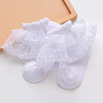 Носки для маленьких девочек, двухслойные кружевные носки с оборками, кружевные короткие носки для малышей, Детские весенне-летние носки принцессы