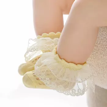 Носки для маленьких девочек, двухслойные кружевные носки с оборками, детские кружевные короткие носки для малышей, Детские весенне-летние носки принцессы