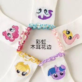 Носки MINISO для девочек и маленьких пони, осенние детские носки для девочек, весенние тонкие хлопковые детские кружевные носки до середины икры принцессы