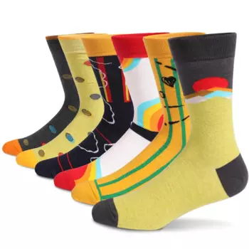 Носки мужские Длинные цветные, 6 пар