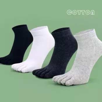 Носки с пальцами, мужские хлопковые носки с пятью пальцами, дышащие короткие носки, спортивные носки для бега, одноцветные, черные, белые, серые, мужские носки