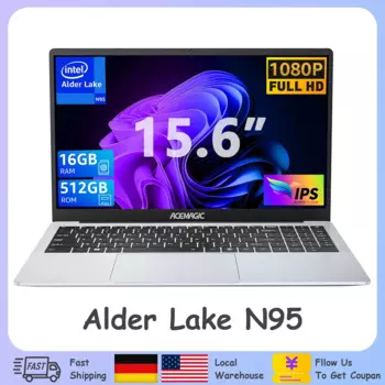 Ноутбук 15,6 дюйма 16 Гб DDR4 512 ГБ SSD Intel Alder Lake N95 до 3,4 ГГц с Windows 11