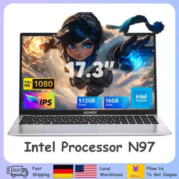 Ноутбук ACEMAGIC диагональю 17,3 дюйма с высокой производительностью, четырёхъядерный планшетофон Lake N97, вместительное хранилище 16 Гб ОЗУ 512 Гб ПЗУ