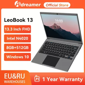 Ноутбук Adreamer LeoBook 13,3 дюйма, 8 ГБ ОЗУ, 1 ТБ SSD, Intel Celeron N4020, бизнес-офисный ПК, Windows 10, учебный компьютер