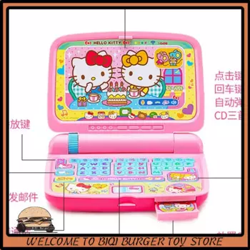 Ноутбук Hello Kitty Детская игрушка с сенсорным экраном имитация Китти портативный компьютер три Cd Запись музыки ноутбук детский подарок на день рождения