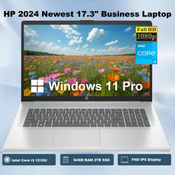 Ноутбук HP 2024, 17,3 дюйма, FHD IPS, Intel Core i3 1215U,64 ГБ ОЗУ