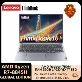 Ноутбук Lenovo ThinkBook 16+ 2024 AI AMD Ryzen R7 8845H Radeon 780M RAM 16 ГБ LPDDR5x 1T SSD 16-дюймовый 2,5K 120 Гц экран ноутбука