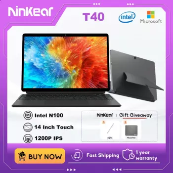 Ноутбук Ninkear T40 планшет, мини-ноутбук 14 дюймов 2 в 1 Intel N100 16 ГБ + 512 ГБ 1200P IPS сенсорный экран Windows 11 Бесплатная доставка