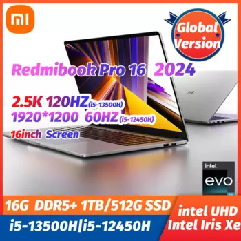Ноутбук Xiaomi Redmi Book 16, 2024 дюйма, 16 ГБ DDR5 + 1 ТБ/512 ГБ SSD