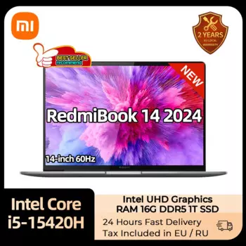 Ноутбук Xiaomi RedmiBook 14 Core i5-13420H Intel UHD Graphics 16 ГБ LPDDR5 512 ГБ/1T SSD 14-дюймовый 60 Гц IPS-экран Ноутбук ПК Новый