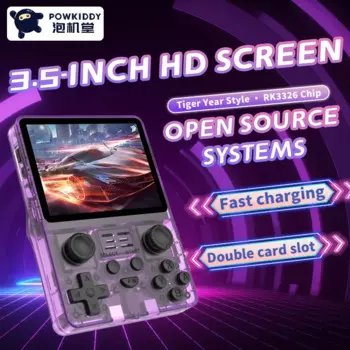 НОВАЯ прозрачная портативная игровая консоль POWKIDDY RGB20S, 3,5 дюйма, 640*480, IPS-экран ArkOS Opendinglinux, игровые подарки для детей