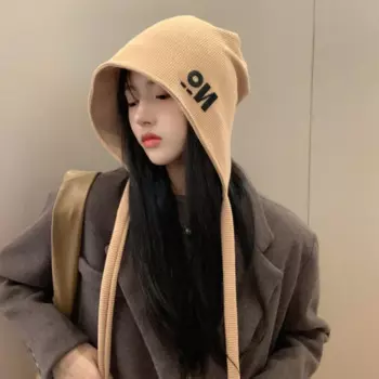 НОВАЯ шапка с поясом без надписи осень-зима теплая вязаная шерстяная шапка с защитой ушей Ins пуловер и шапка русские шапки оптовая продажа