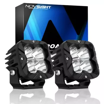 NOVSIGHT рабочий светильник 3 дюйма светодиодный Pod огни точечный луч наводнения водонепроницаемый внедорожный светильник 24 Вт 2560LM 2 шт. квадратный светодиодный светильник бар