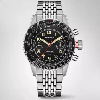 НОВЫЕ часы MERKUR Pilot с ручным заводом, мужские часы с хронографом в винтажном стиле, мужские часы Navitimer Airforce Fliger ST1901