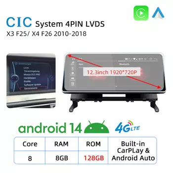 НОВЫЙ автомобильный экран Android 14 Carplay для BMW X3 F25 X4 F26 2010-2018 GPS автомобильный мультимедийный плеер навигация 8 + 128 ГБ авто радио стерео