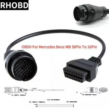НОВЫЙ OBD-кабель для Mercedes Benz MB 38Pin к OBD2 OBDII 16-контактный диагностический адаптер, разъемы, кабельные диагностические инструменты