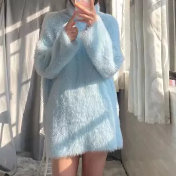 НОВЫЙ свободный свитер с высоким воротом для осени и зимы 2024