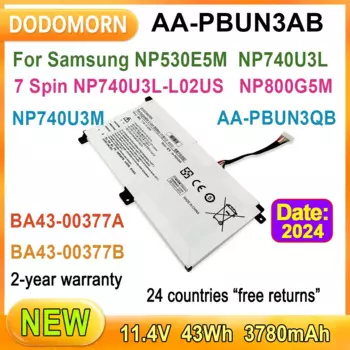 Новая аккумуляторная батарея для ноутбука Samsung 500R5M NT501R 300E5K AA-PBUN3AB NP740U3L NP530E5M NP740U5L 8500GM 3780mAh 43Wh