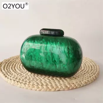 Новая акриловая коробка, женские свадебные клатчи с камнями, сумочка, кошелек, овальное яйцо, маленькая Зеленая Мраморная женская сумка-клатч для невесты