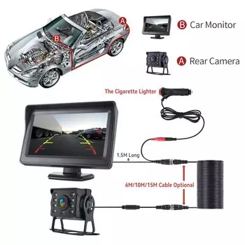 Новая Автомобильная камера заднего вида CCD HD с монитором 4,3 дюйма HD экран светодиодный безопасность для автобуса грузовика парковки RV Прицепа легкая установка
