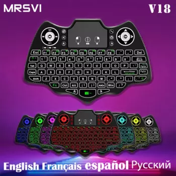 Новая беспроводная мини-клавиатура V18 2,4G BT Touch с 7-цветной подсветкой, английская воздушная мышь, клавиатура для Android TV Box PC