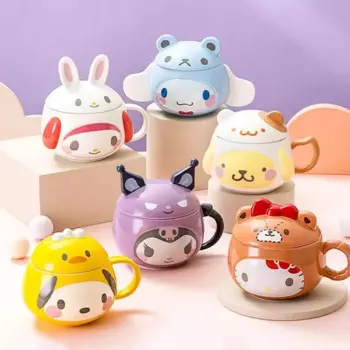 Новая чашка Sanrio 450 мл Hello Kitty Kawaii большой емкости Kuromi My Melody Cinnamoroll, милая керамическая чашка для кофе, молока, подарок на день рождения