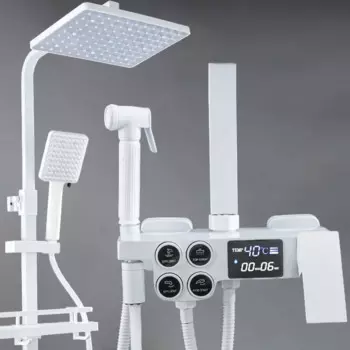 Новая цифровая душевая система с латунным смесителем для ванны, насадка для душа с дождевой насадкой, черное золото, термостатический душевой набор для ванной комнаты