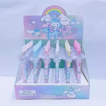 Новая гелевая ручка Sanrio, 48 шт., в штучной упаковке, мультяшный Cinnamoroll Pochacco, милые студенческие ручки с нашивками для письма, 0,5, гладкий подарок