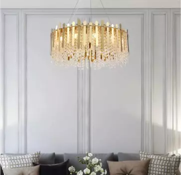 Новая хрустальная люстра, современная круглая хрустальная лампа для гостиной, золотая скандинавская простая креативная роскошная светодиодная люстра для ресторана