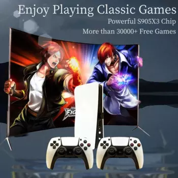 Новая игровая консоль P5 Plus 64 Гб/128 ГБ, 40000 бесплатных игр, HD ТВ-приставка, 5 дюймов, два геймпада для PS1/PPSPP/MAME, аркадная игровая приставка