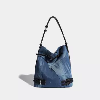 Новая индивидуальная крутая мотоциклетная сумка, изысканная и Женская Высококачественная нишевая Модная Джинсовая Фотосумка синего цвета