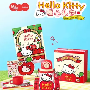 Новая Изолированная чашка Sanrio Hellokitty серии Apple для девочек, милая чашка для воды Hellokitty с внутренней подкладкой из нержавеющей стали, чашка в подарок