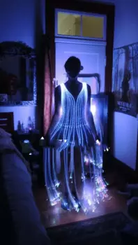 Новая красочная оптоволоконная красочная юбка, коммерческий костюм для шоу gogo, платье для выступлений