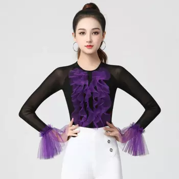 Новая Маленькая женская одежда для латиноамериканских танцев с круглым вырезом, танцевальные костюмы для взрослых, танцевальные костюмы DN13935